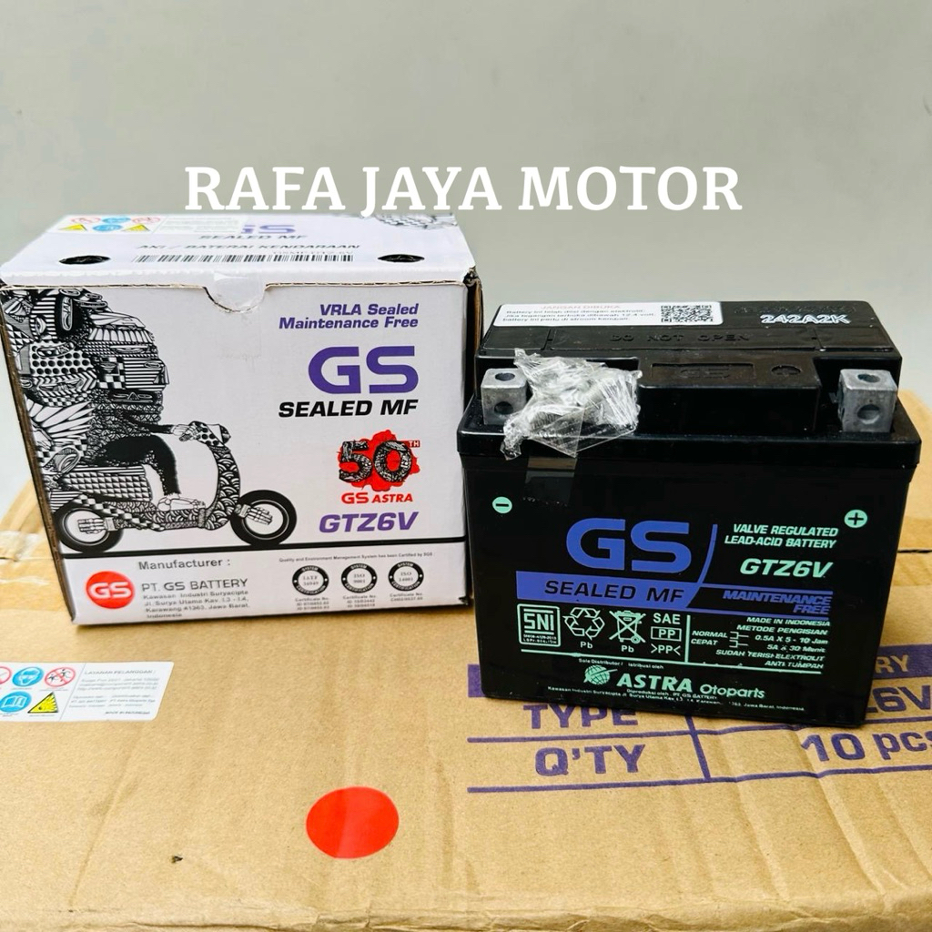 Aki Motor GS Astra GTZ6V Accu Kering Suzuki Satria Fu 150 Raider GSX R150 GSX S150 MF GTZ6V Astra OT