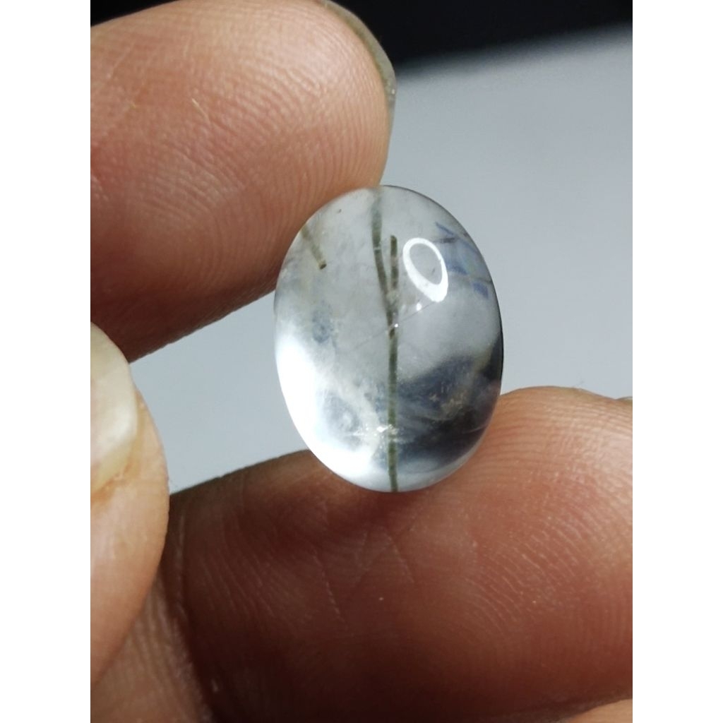 Natural Black Rutilated Quartz Memo 14 x 10 x 6.8 mm 7.7 Ct Kecubung Rambut Hitam 1 Unik Langka NTD 