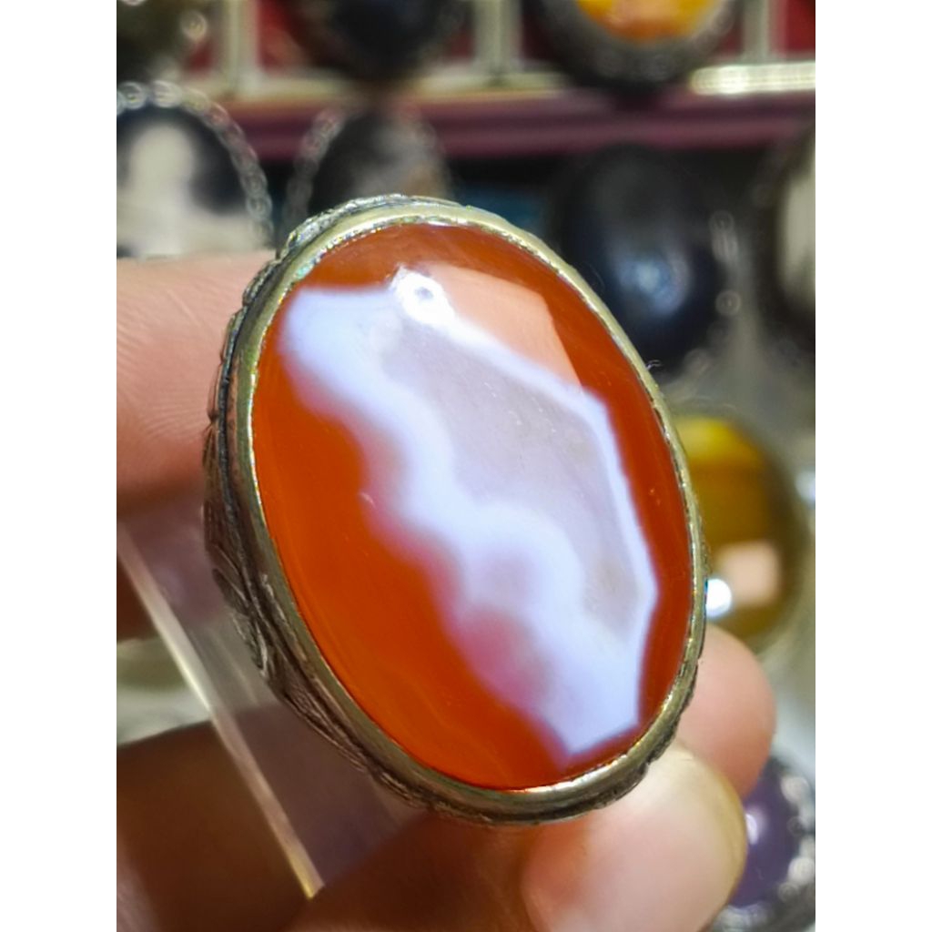 Batu akik Cempaka Sulaiman merah motif awan Lawasan TopHQ R/9