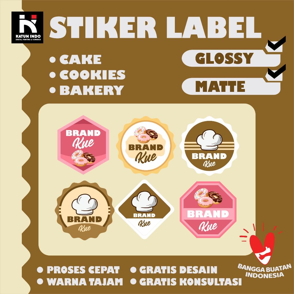 Stiker Label kue Stiker Label Toples Stiker Kue Kering Bebas Custom
