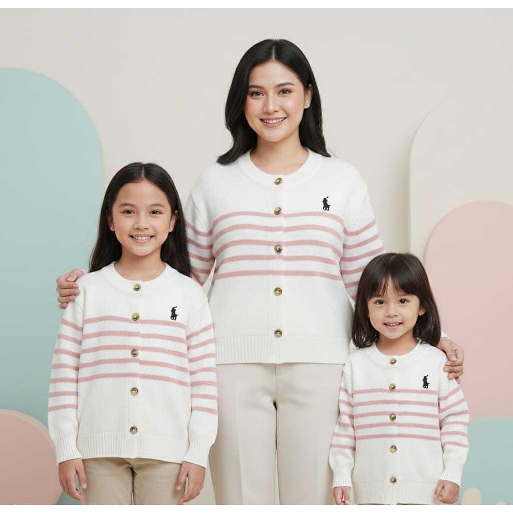 Cardigan Rajut Anak Dewasa Premium Garis Lengan Panjang | Sweater Anak Hangat Stylish 1–12 Tahun