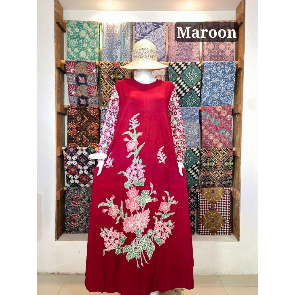 WULAN Gamis Encim Colet Ld 110 Pb 140 Rayon Premium Jumbo Busui Lengan Karet Batik Pekalongan Terbar