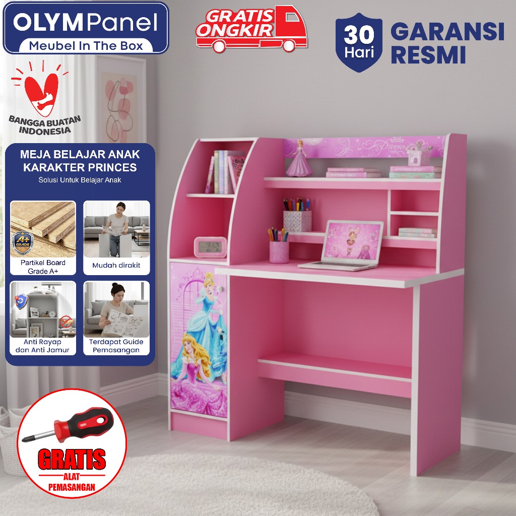 Meja Belajar Anak Karakter Frozen Spiderman Princes / Meja Belajar Murah Minimalis / Rak Buku