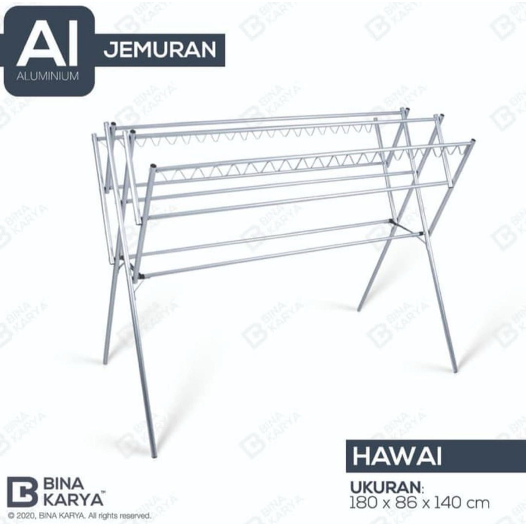 Jemuran Baju Sedang Aluminium Bina Karya Tipe Hawaii B Spiral
