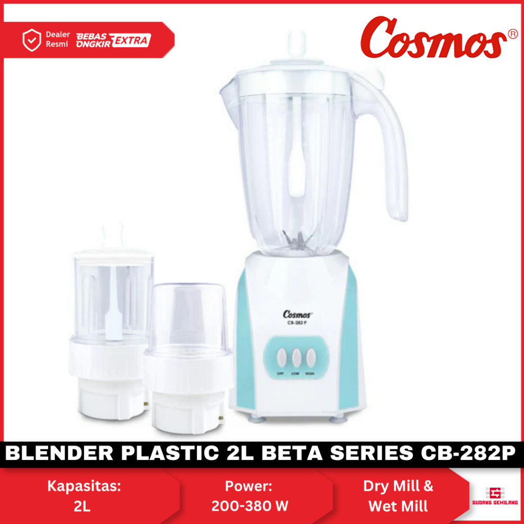 Blnder Cosmos Big Capacity 2 Liter Blender Plastik Beta Series CB-282P COSMOS