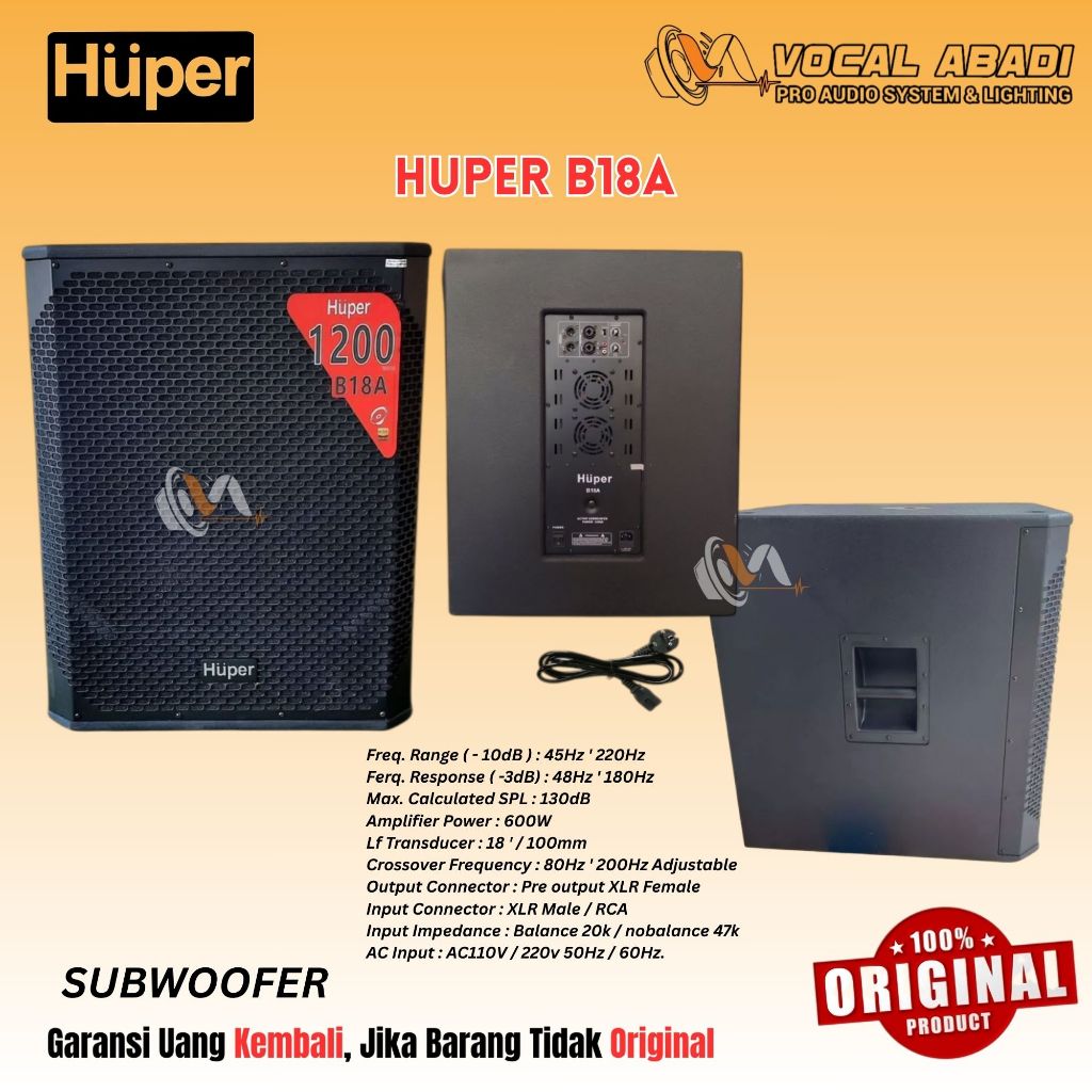 SUBWOOFER AKTIVE HUPER  B18A ORIGINAL