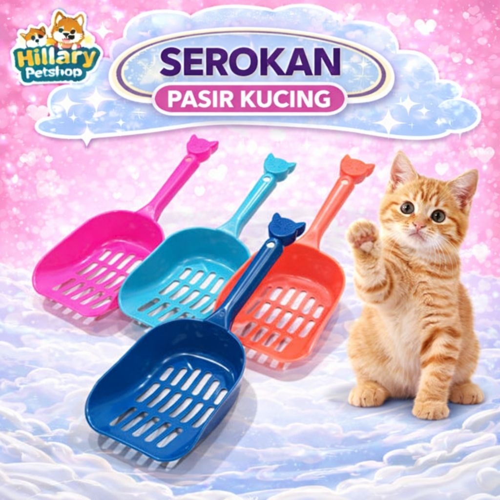 Serokan Pasir Kucing | Sekop Pasir Kucing Plastik Tebal | Litter Scoop Warna Random