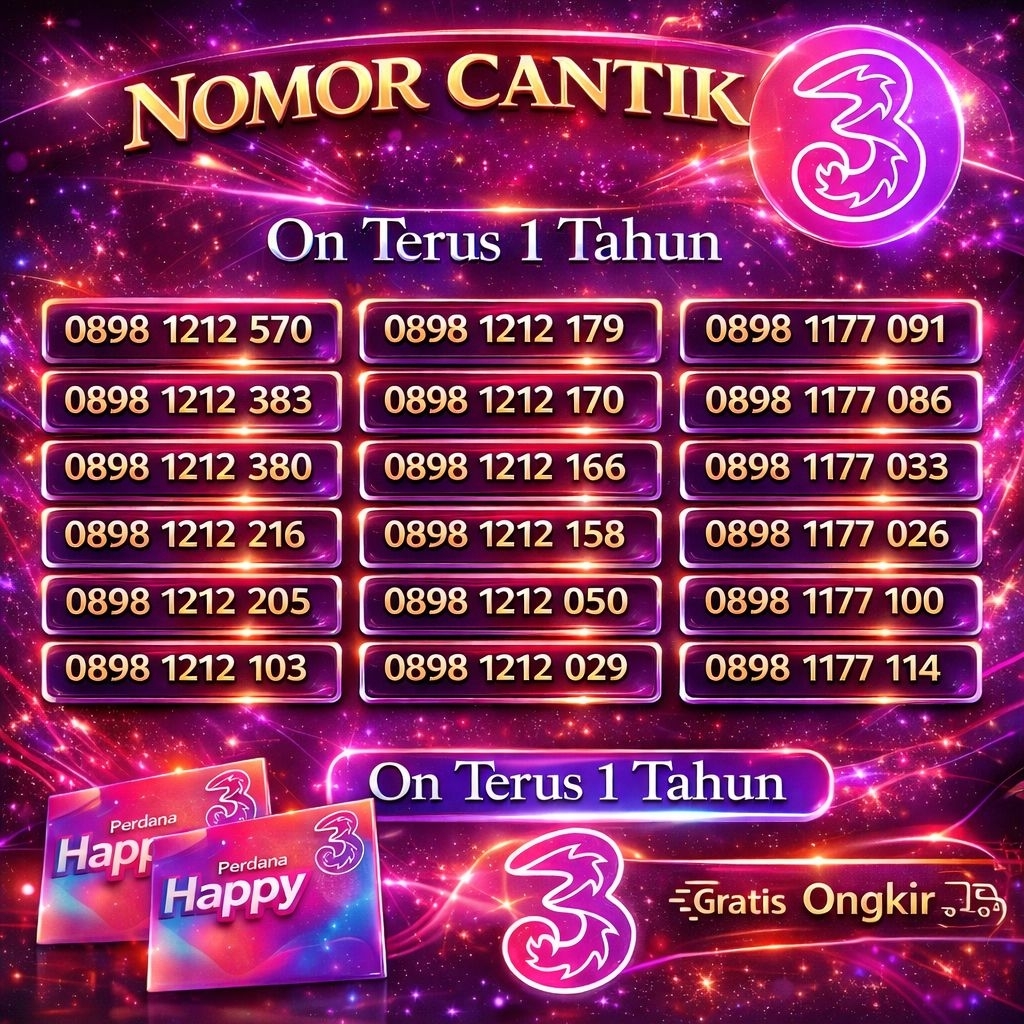 Kartu Perdana Trii Pilih Nomor Cantik 11 DigiT | ( ON terus 1 Tahun )