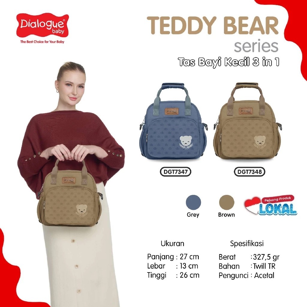 Dialogue Baby Tas Bayi Kecil Teddy Bear Series 3 in 1 - Tas Perlengkapan Bayi