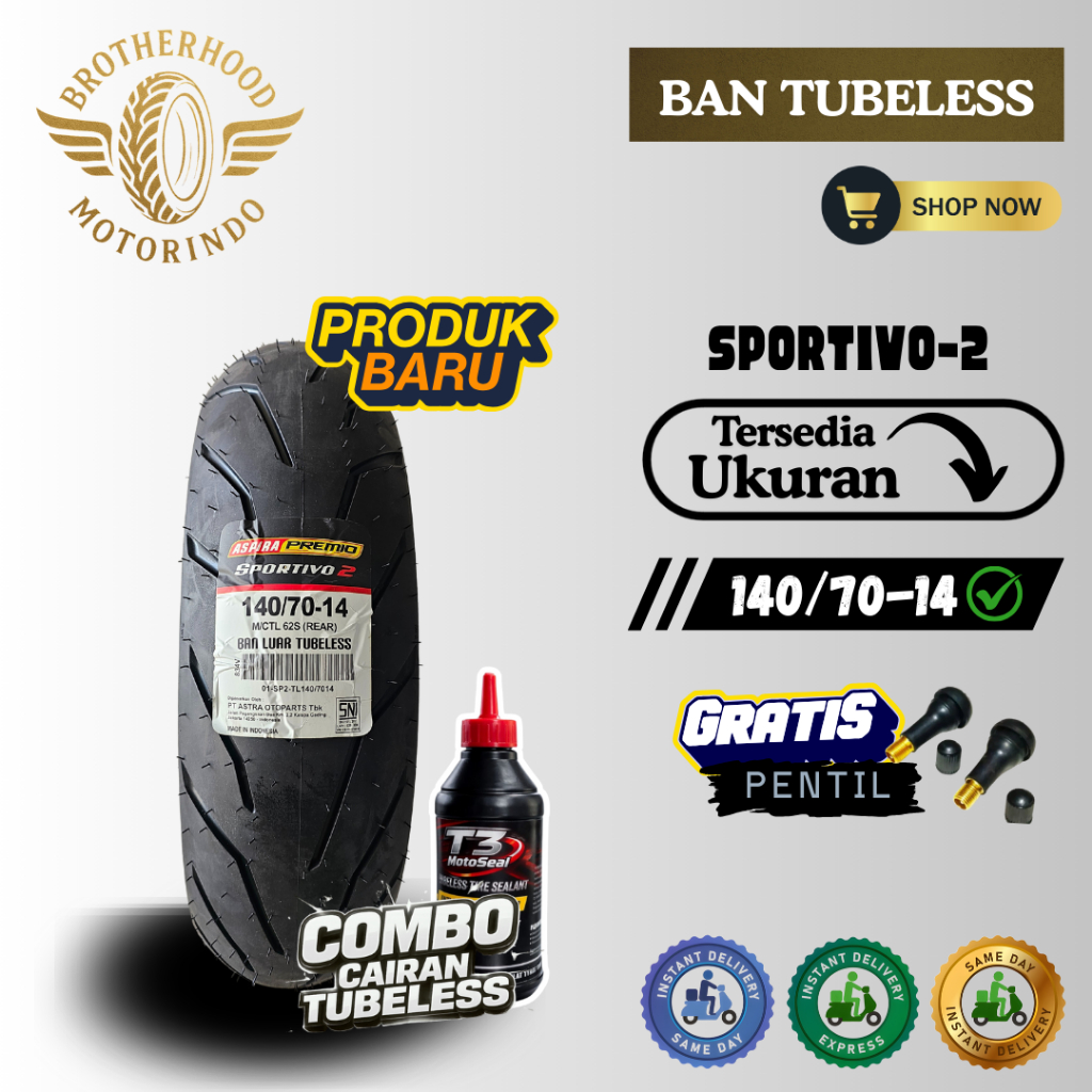 BAN ASPIRA TUBELES SPORTIVO 2 140/70-14 / BAN RING 14 / 140 70 14 / BAN MOTOR MATIC / BAN MOTOR AERO