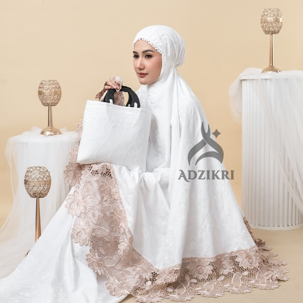 ADZIKRI - Mukena Dewasa Mewah Kalea Renda Katun Paris Bordir
