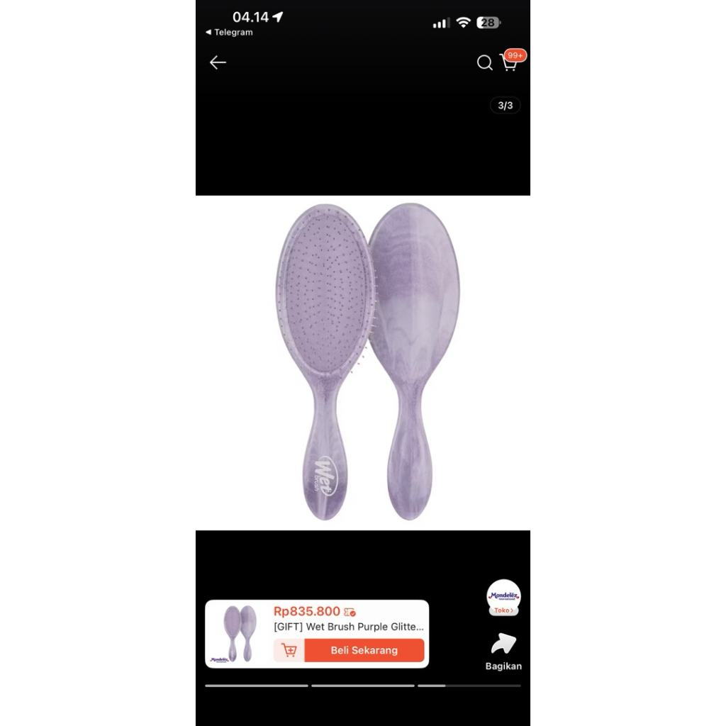 NEW BARU The Wet Brush Glitter Waves sisir ungu purple bukan tangled teezer PRELOVED LIKE NEW