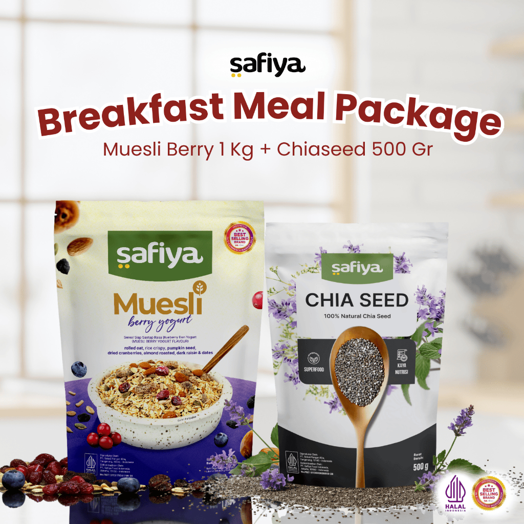 [Breakfast Meal] Safiya Muesli Berry 1 Kg + Chiaseed 500 Gram Sereal Sarapan