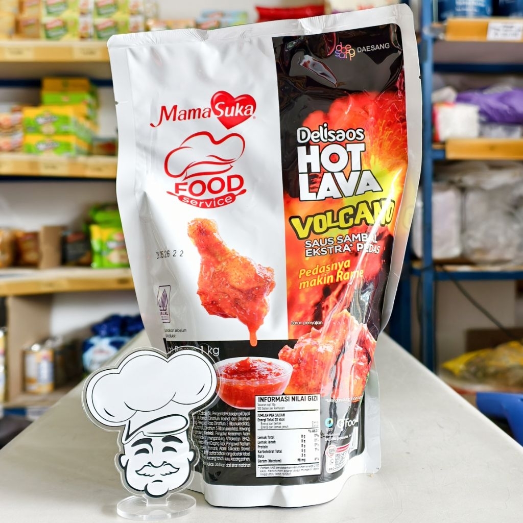 Saus Sambal Hot Lava Volcano Mama Suka / Hot Lava Volcano Saus Mama Suka 1Kg / Saus Hot Lava Volcano