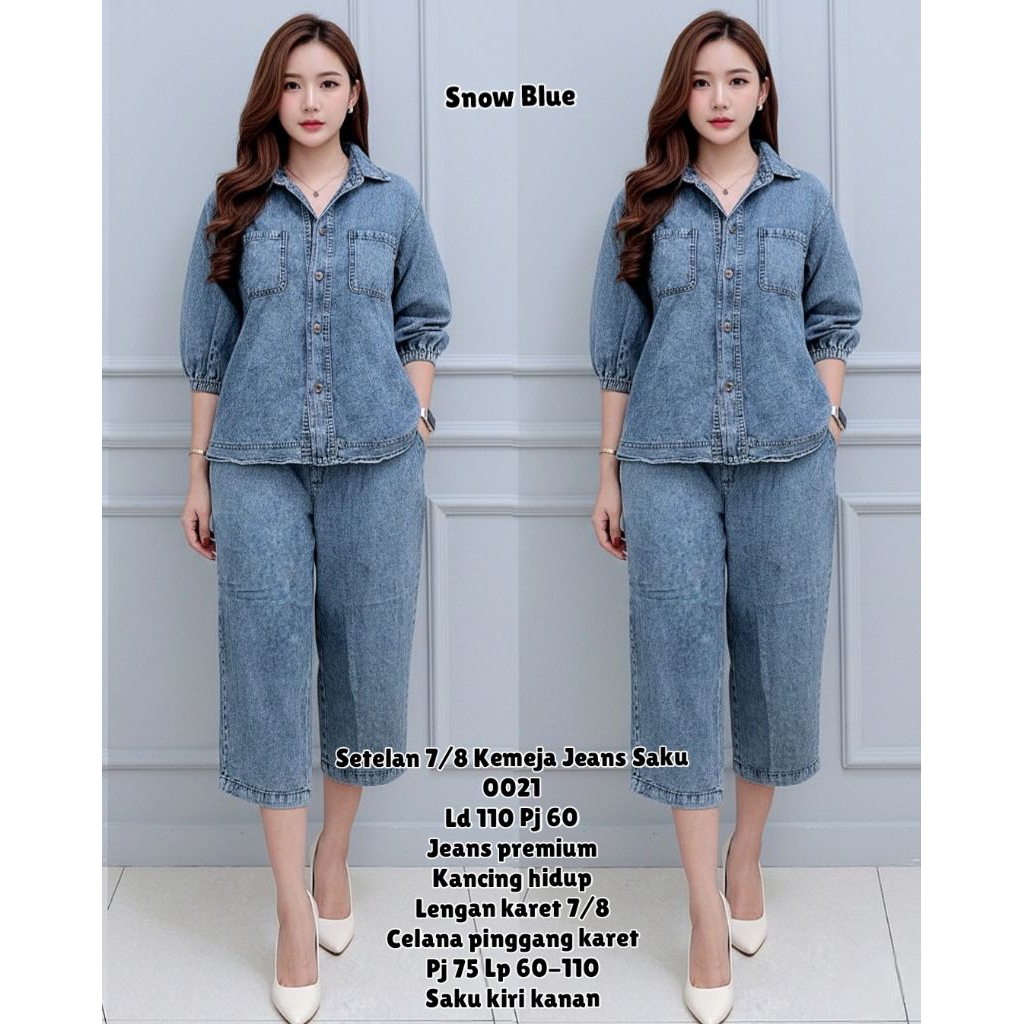 CS 0021 Setelan 7/8 jeans bordir