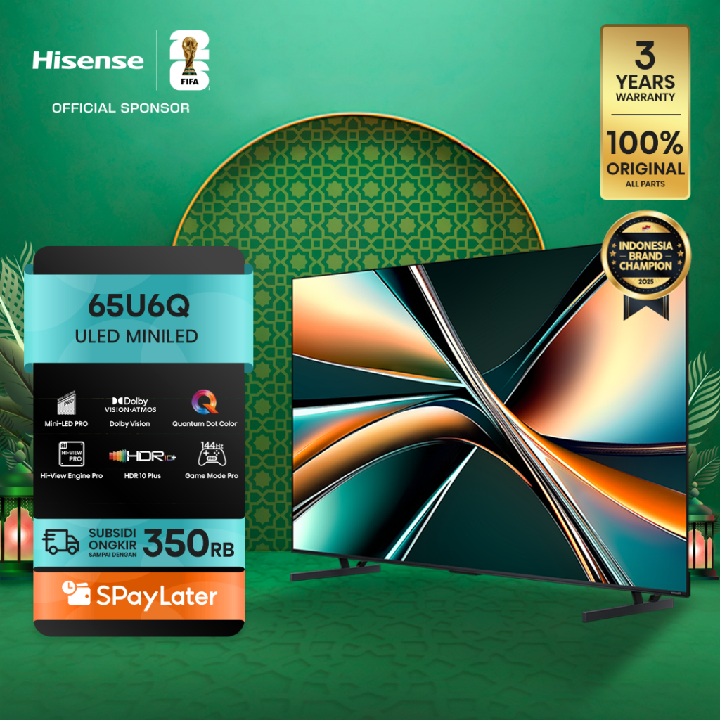 Hisense TV 65U6Q Vidaa Smart TV ULED MiniLED 65 inch Dolby Vision & Atmos 144Hz VRR Game Mode Pro Be