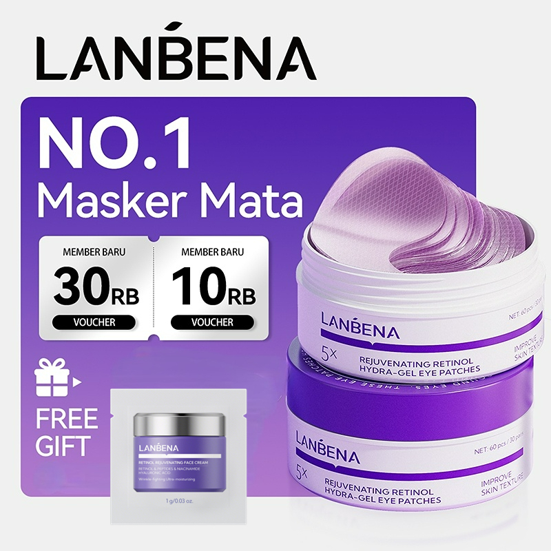 [HALAL] LANBENA Masker Mata Retinol Youthful (60Pcs/30Pairs) - Mencerahkan Mata Panda dan Kantung Ma
