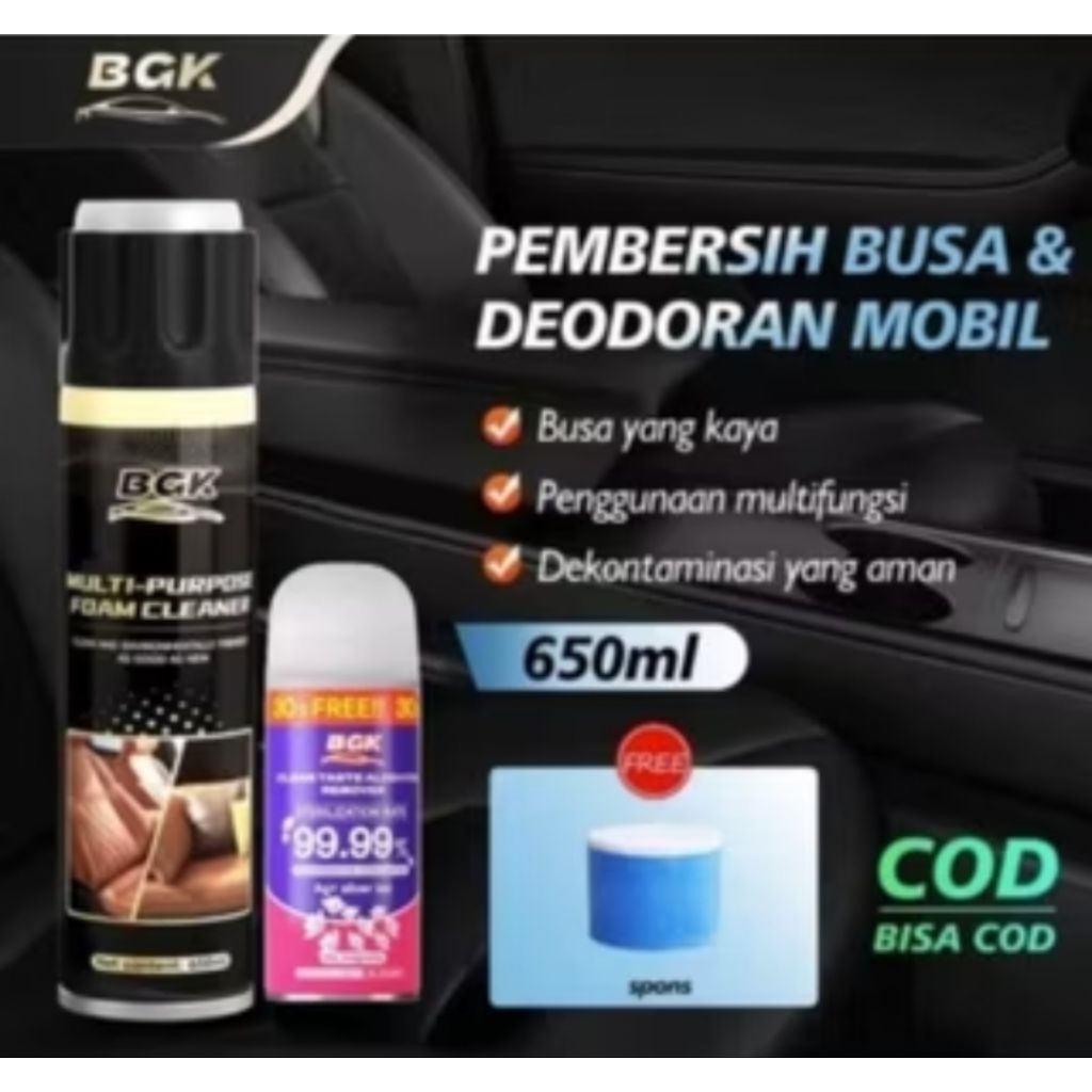 Paket BGK pembersih serbaguna multifungsi mesin body mobil kendaraan 650ml free sikat silikon spons