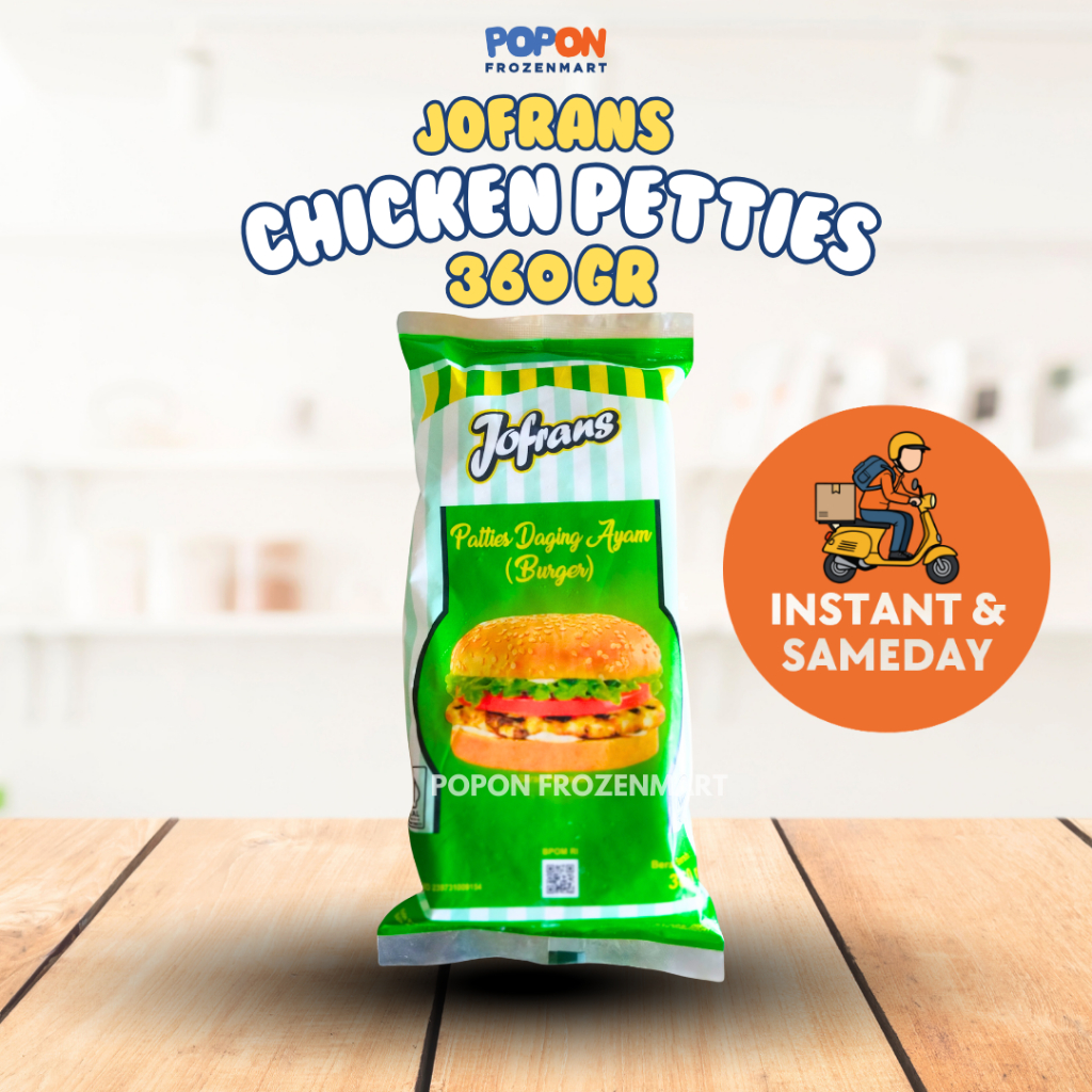Jofrans Chicken Patties 360Gr Isi 6 pcs | Patty Burger Ayam Gurih Siap Masak | Instan & Sameday