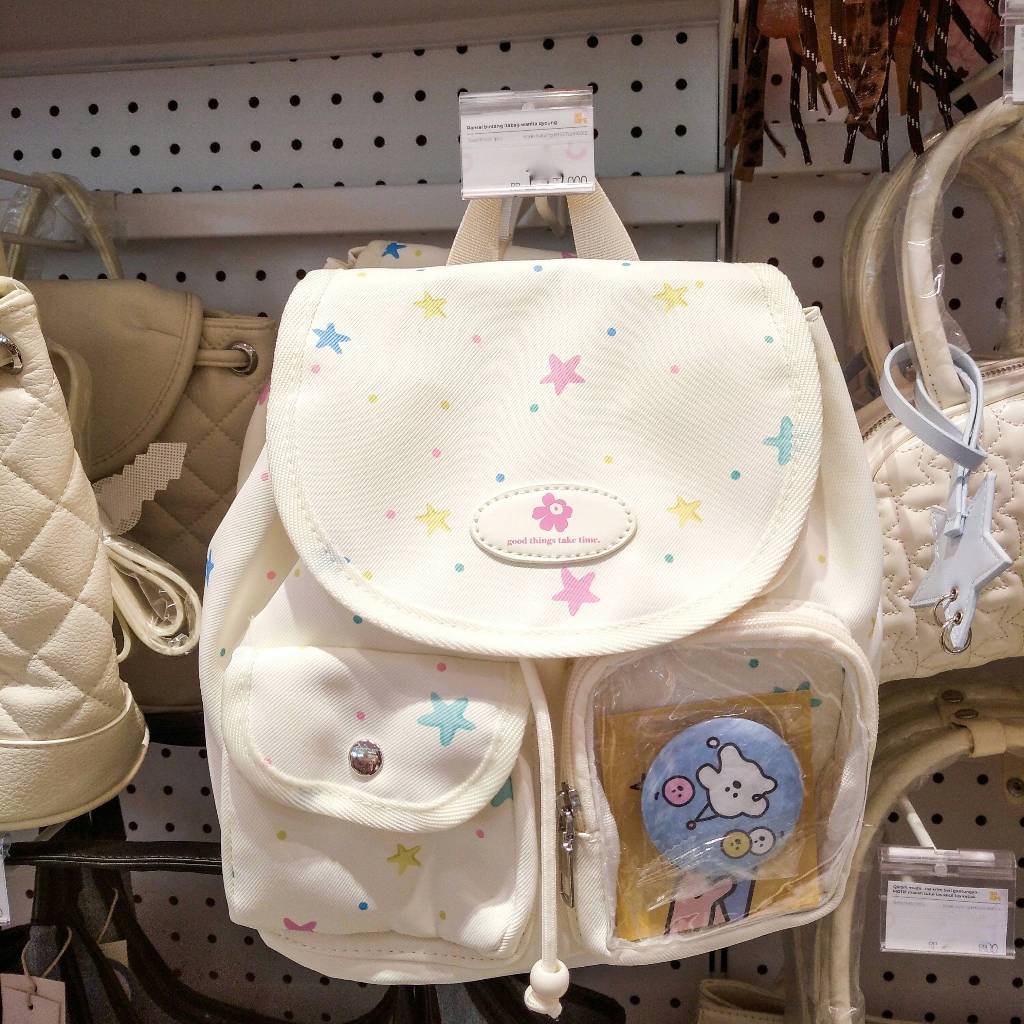 Ransel Putih Motif Bintang Qyounger BackPack Tas Sekolah