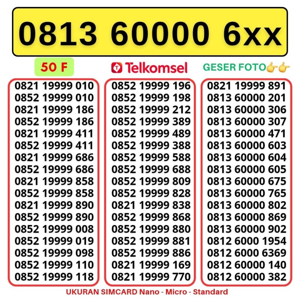 Nomor Cantik Telkomsel Panca Super 60000 Kartu Perdana Telkomsel Tsel Red Telkomsel 5g Telkomsel 10 