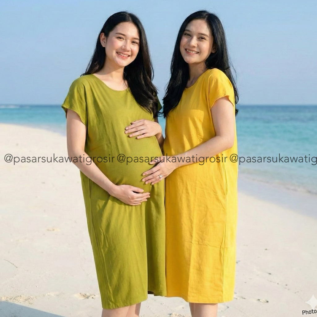 Daster Ibu Hamil Bahan Jersey Tipis Adem Polos