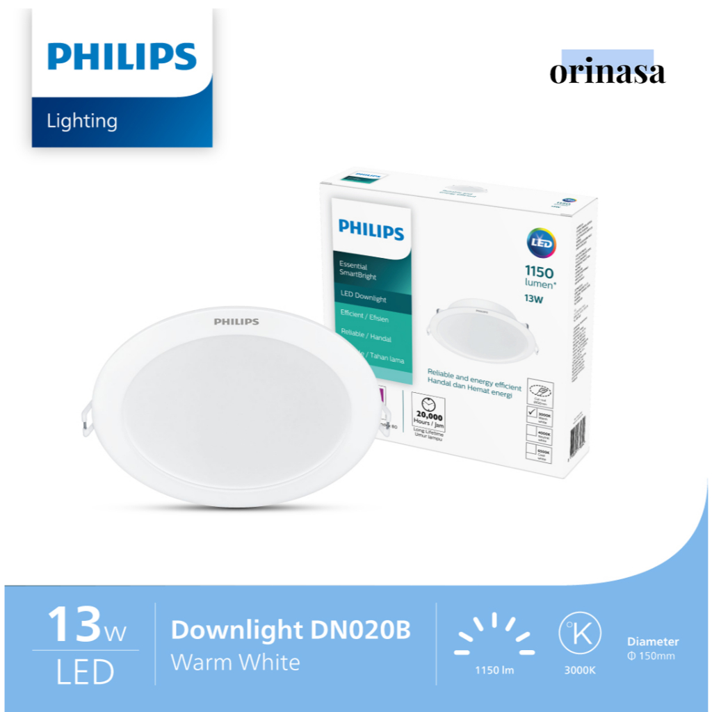 Lampu Plafon 13W 13 Watt  LED Downlight DN020B G4 - Cahaya Putih (6500K), Kuning (3000k) & Semi Puti