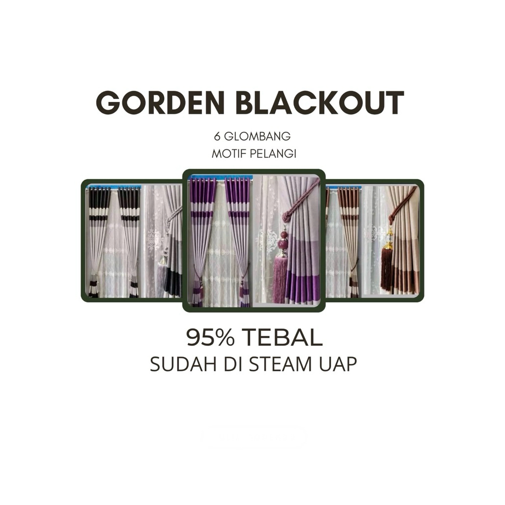 GORDEN BLACKOUT MOTIF PELANGI GARIS VERTIKAL GORDEN MINIMALIS GORDEN MEWAH ELEGANT CURTAIN TALI
