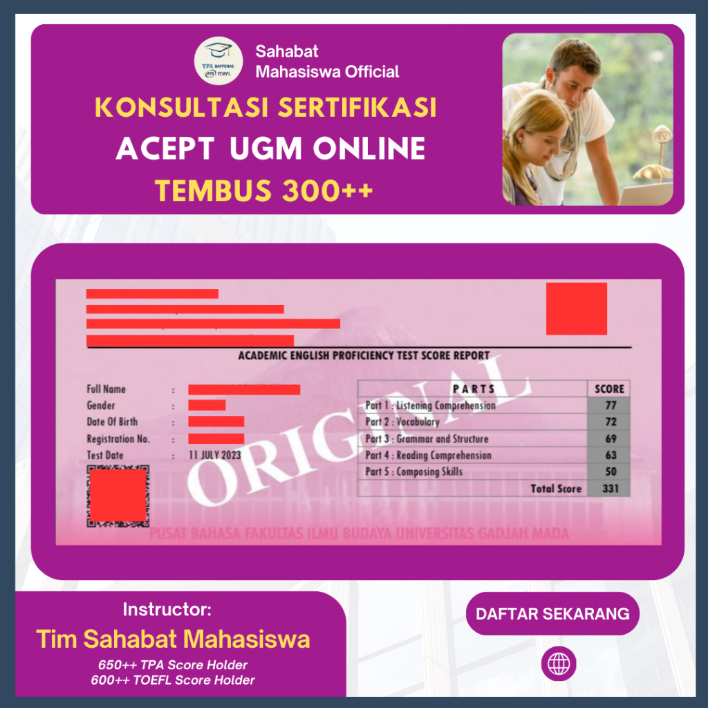 Layanan Konsultasi/Pendampingan/Mentoring Sertifikasi ACEPT UGM ONLINE Tembus 500+