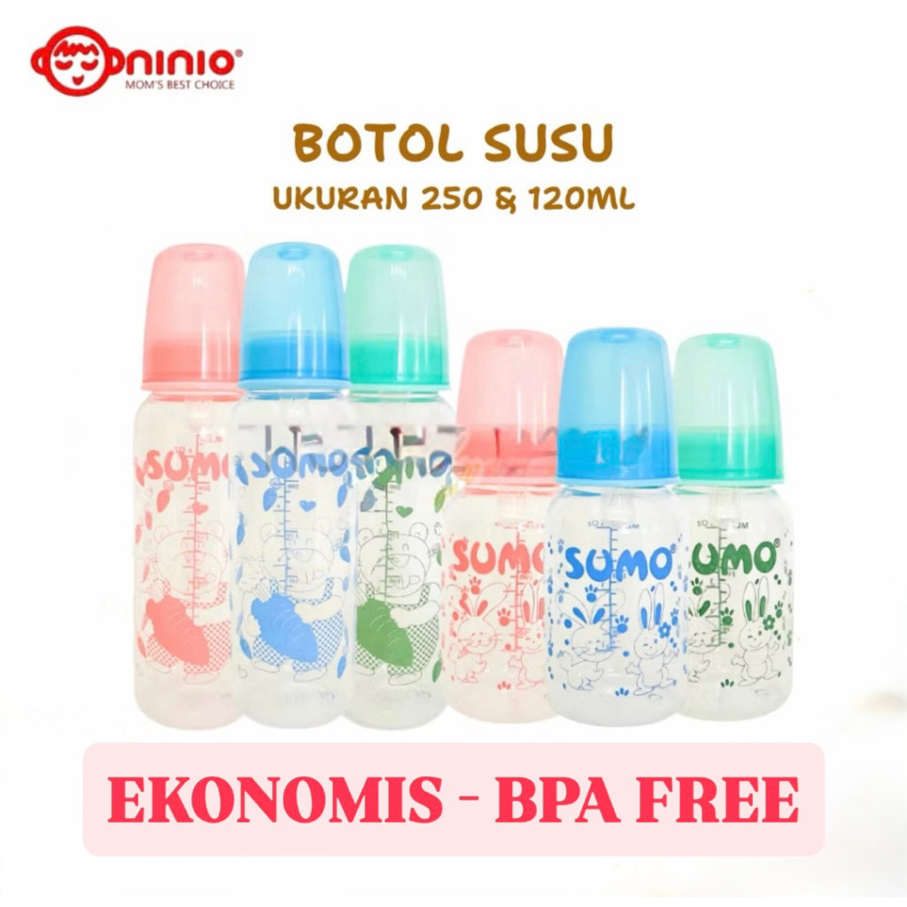 [GROSIR-3PC] SUMO Botol Dot Susu Bayi Sumo Ninio Feeding Baby Bottle Nipple Standard Neck Tempat Min