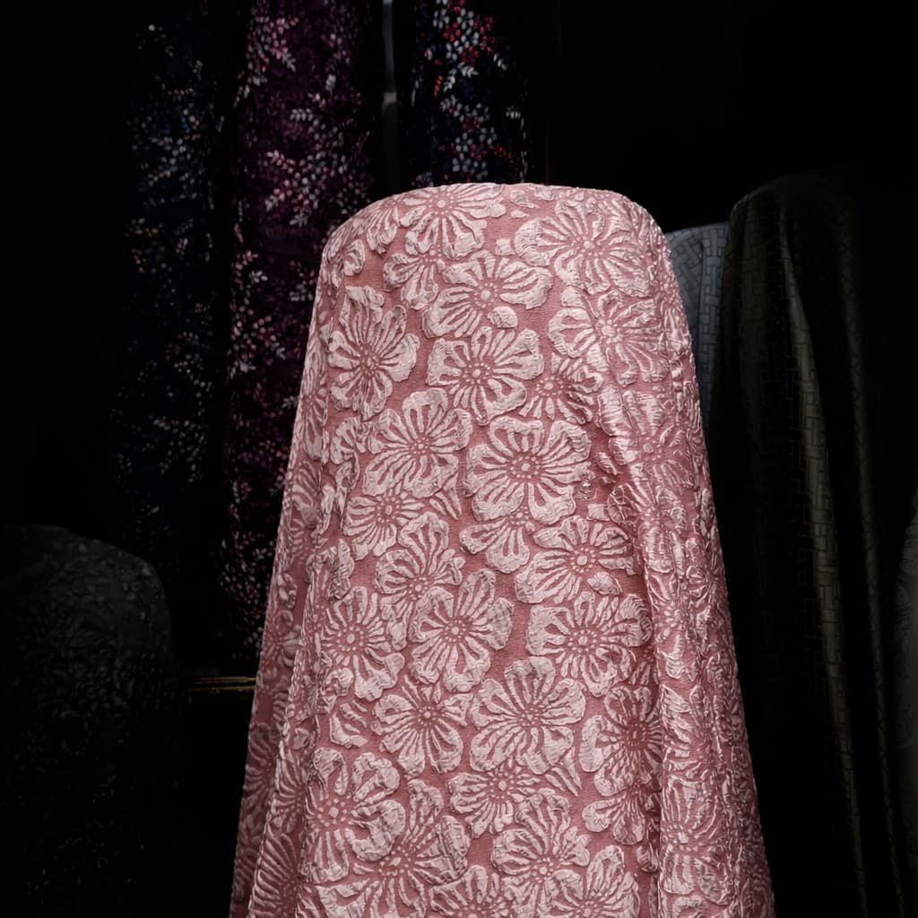 bahan kain jaguar Emboss fukuro motif timbul// kain bredsmend kebaya motif timbul premium