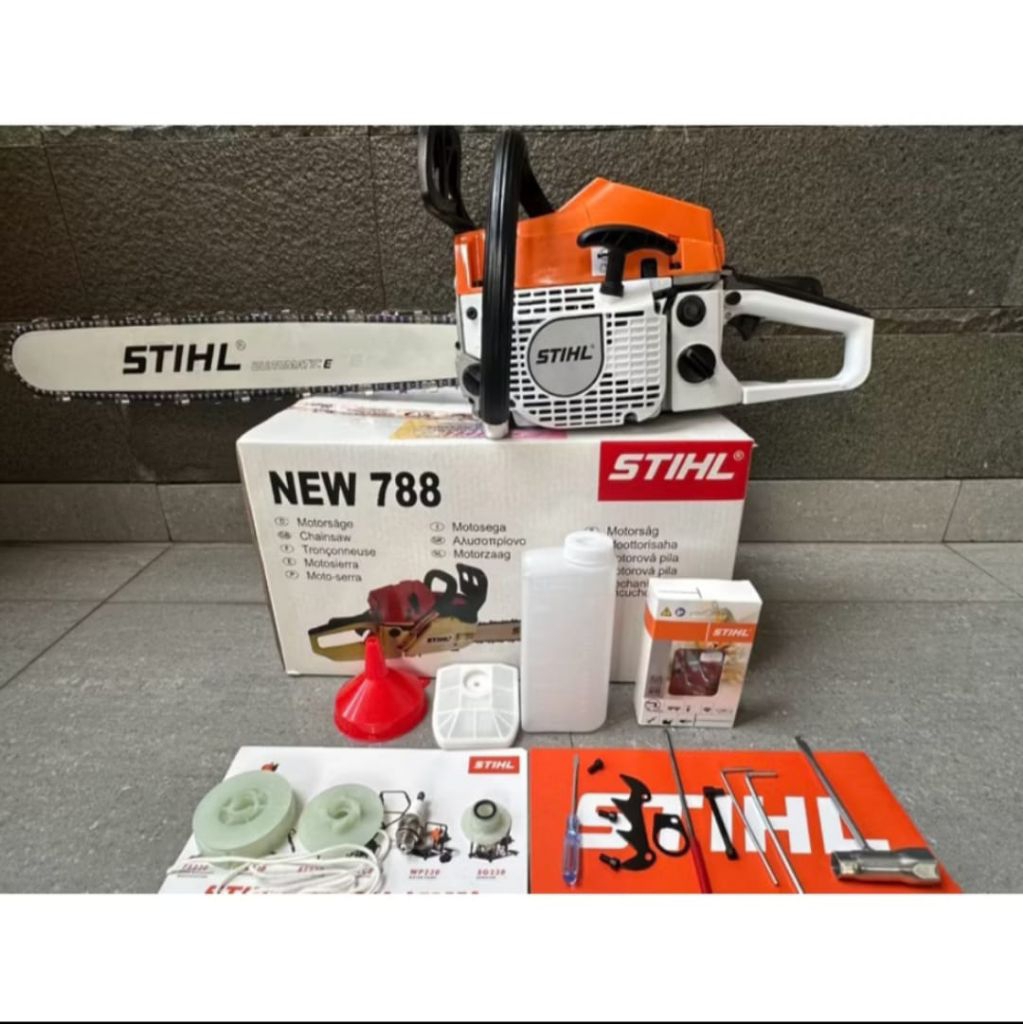 MESIN SENSO STIHL NEW 788 KOMPLIT BAR + RANTAI / MESIN CHAINSAW PEMOTONG KAYU STIHL NEW 788 FULLSET 