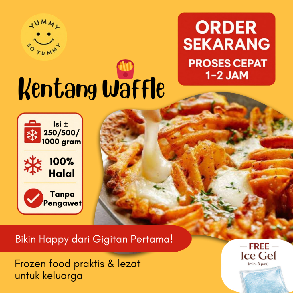 Kentang Waffle Crisscut Fries Makanan Beku Kentang Goreng Frozen