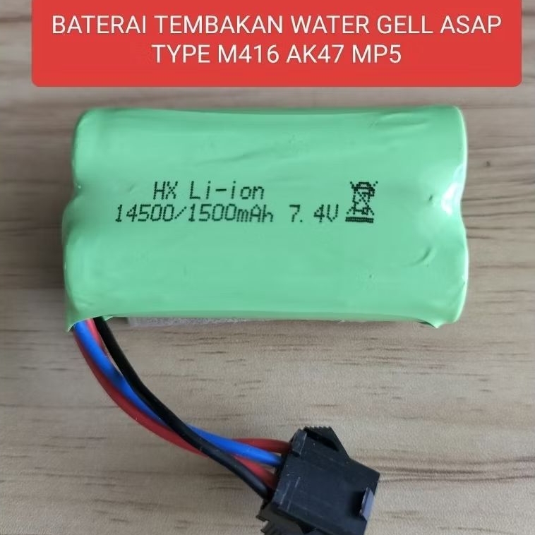 BATERAI Mainan Anak Water Gell Tembakan M416 AK47 MP5 Batere Cas 7,4V 4PIN Lampu Led Nyala Ada Efek 