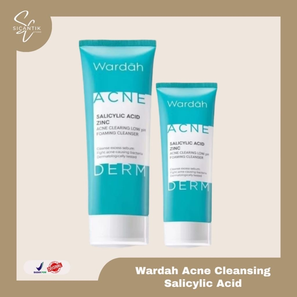 Wardah Acnederm Salicylic Acid Zinc Acne Clearning Low pH Foaming Cleanser 100 ml & 50 ml | Sabun Cu