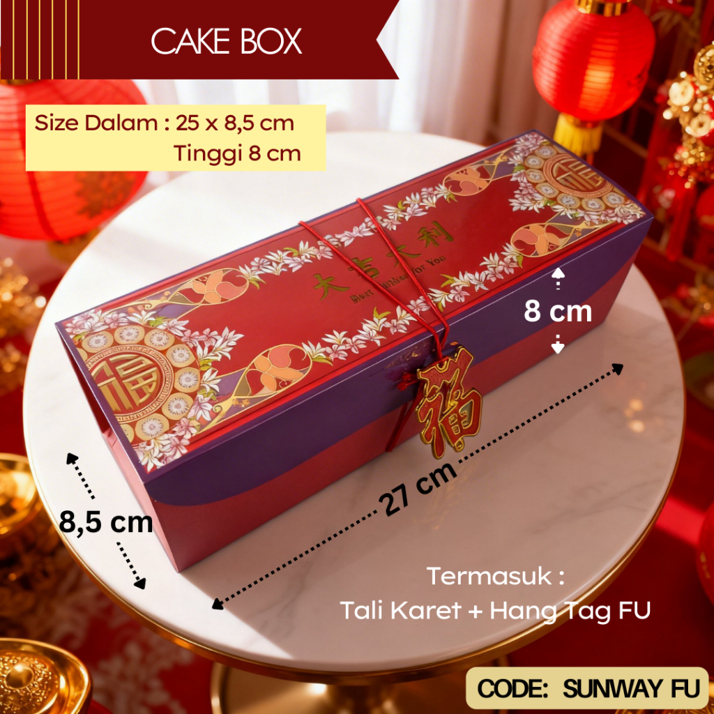 Box Roll Cake 8x25 CNY / Dus Kue Bolu Gulung / Packaging Imlek Sunway