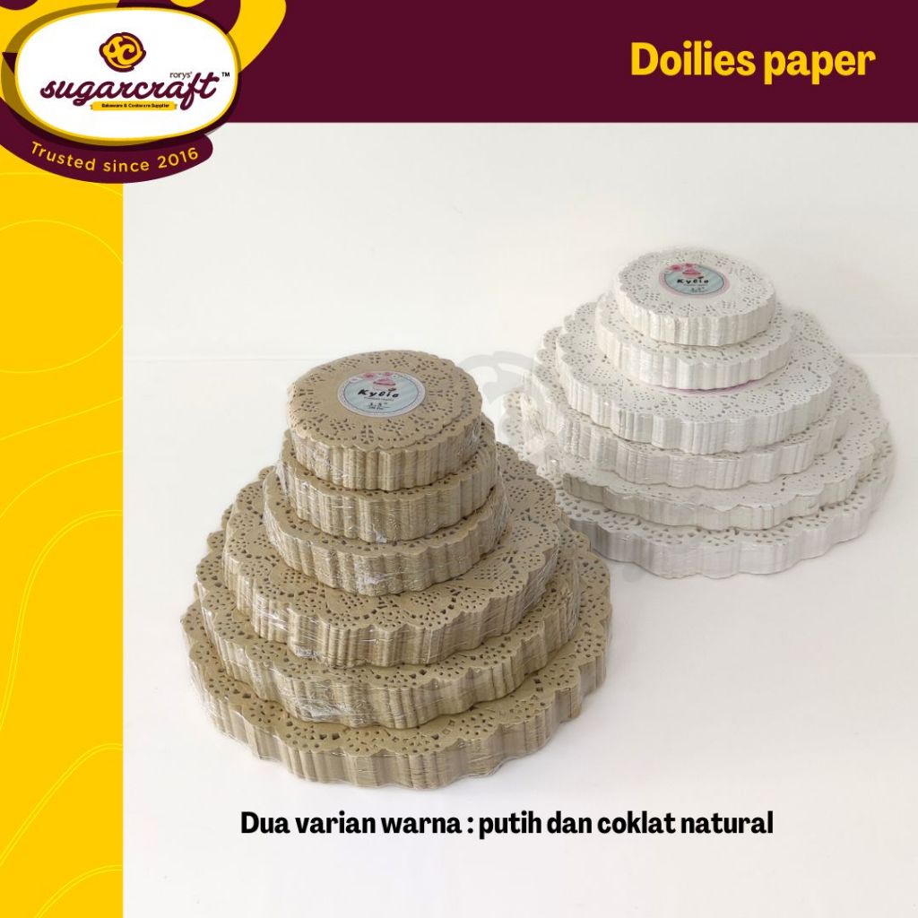 Doilies paper kertas renda alas kue tatakan coaster cake dalam kotak kemasan dekorasi