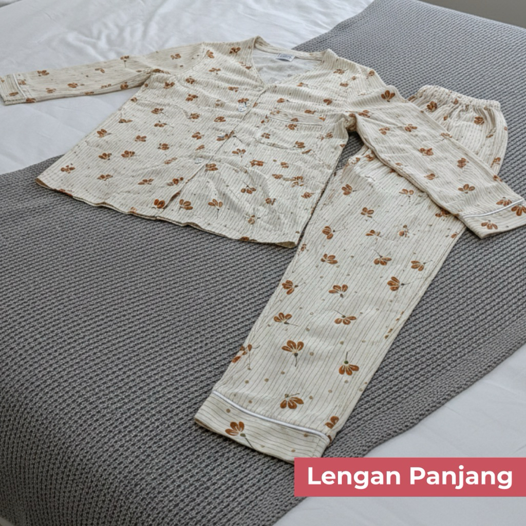 Baju Tidur Wanita Premium Setelan Piyama Adem Lembut – Piyama Lengan Panjang – Piyama Motif Kekinian