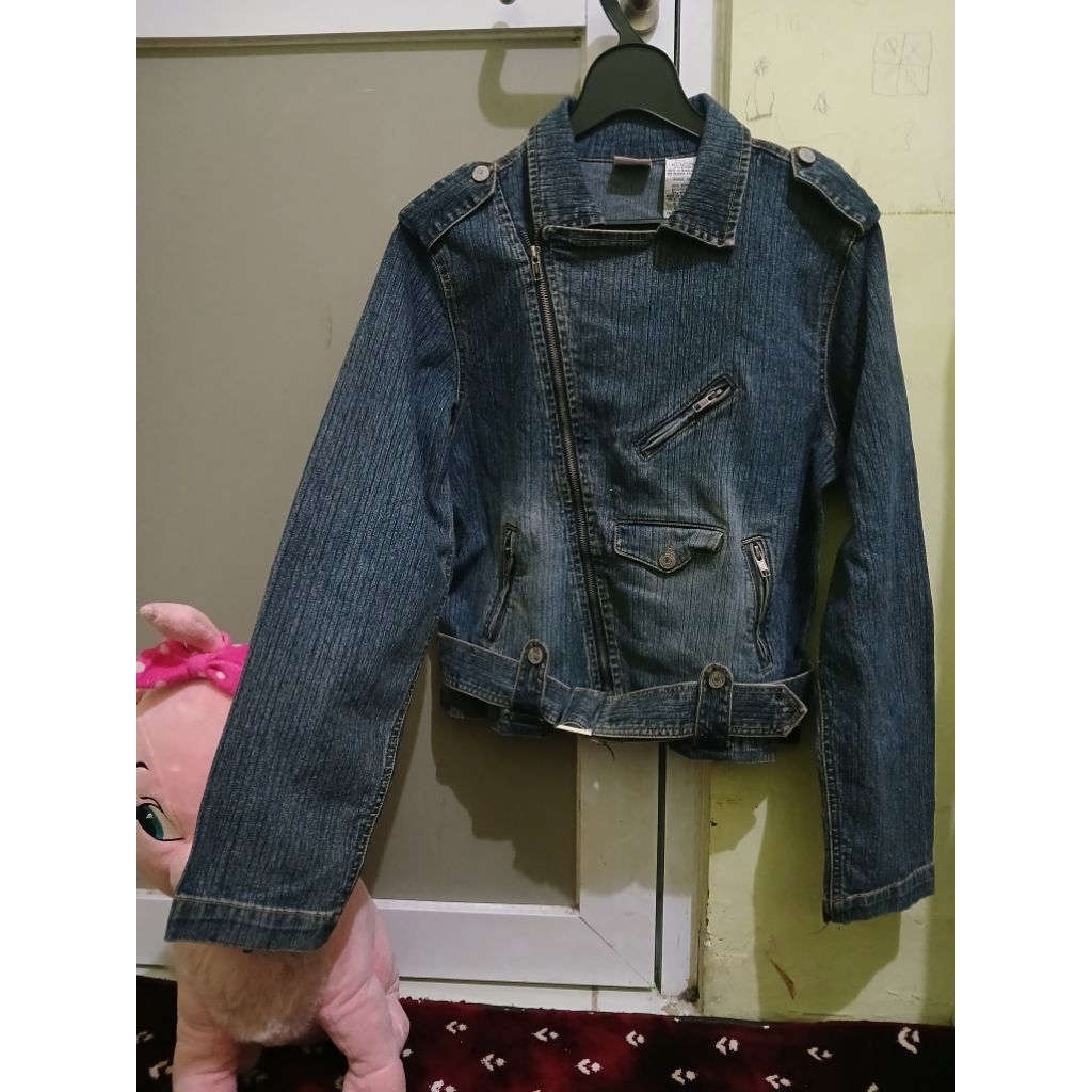 No Boundaries denim biker jacket