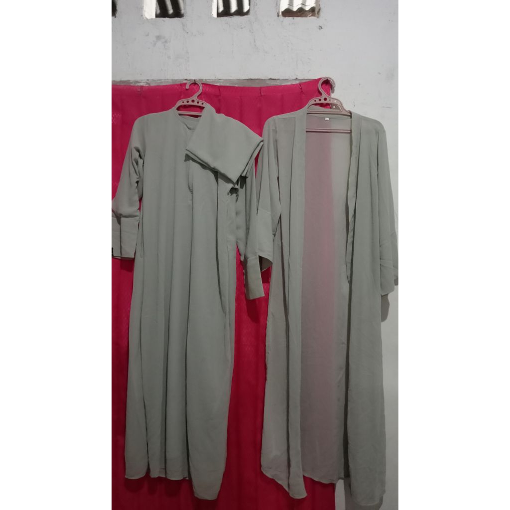 Preloved Abaya Set Inner outer set Pashmina
