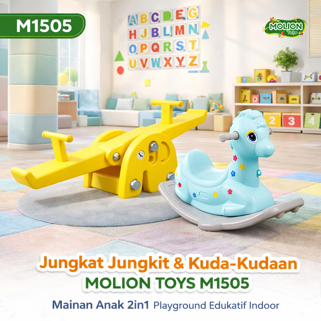 Jungkat Jungkit & Kuda-Kudaan MOLION TOYS M1505 – Mainan Anak 2in1 Playground Edukatif Indoor