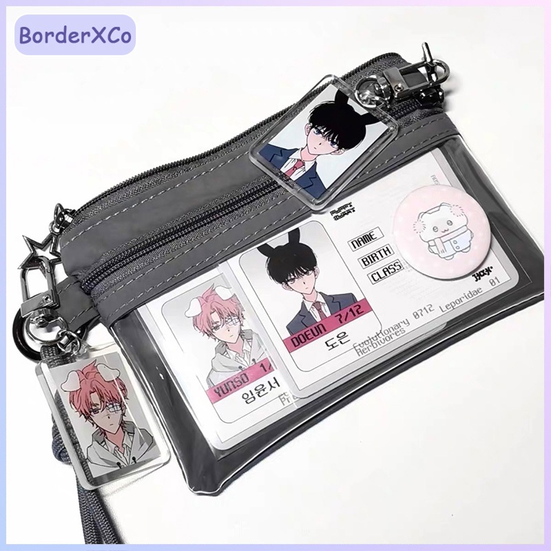 Dompet koin transparan bertema kucing yang lucu, dompet koin liontin leher