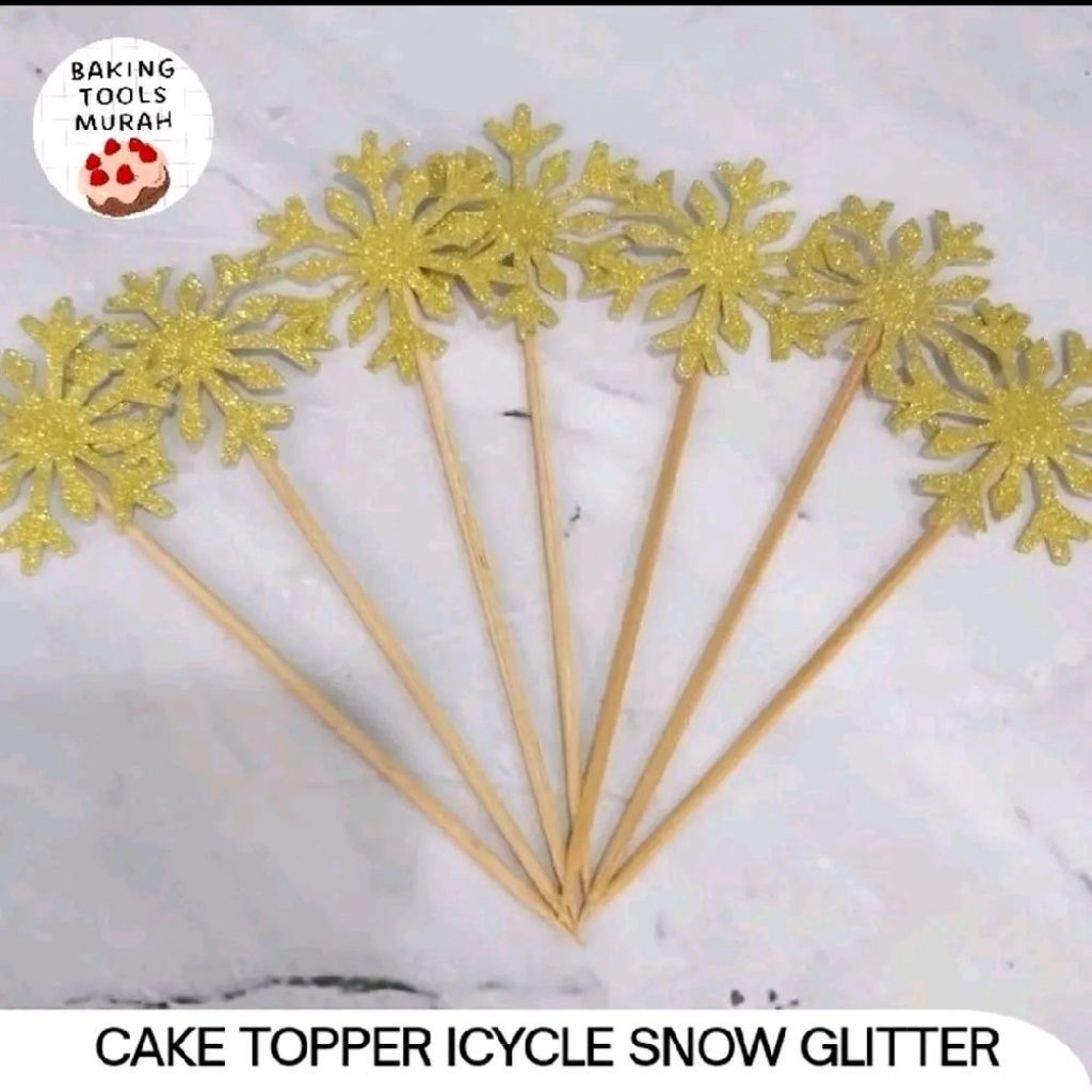 Cake Topper icycle Snow Glitter / Cake Topper icycle Set Of 10