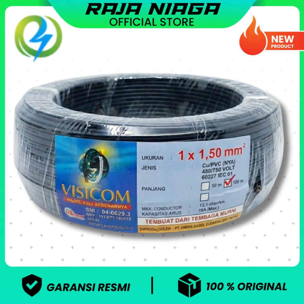KABEL NYA 1.5 VISICOM HITAM 50 METER
