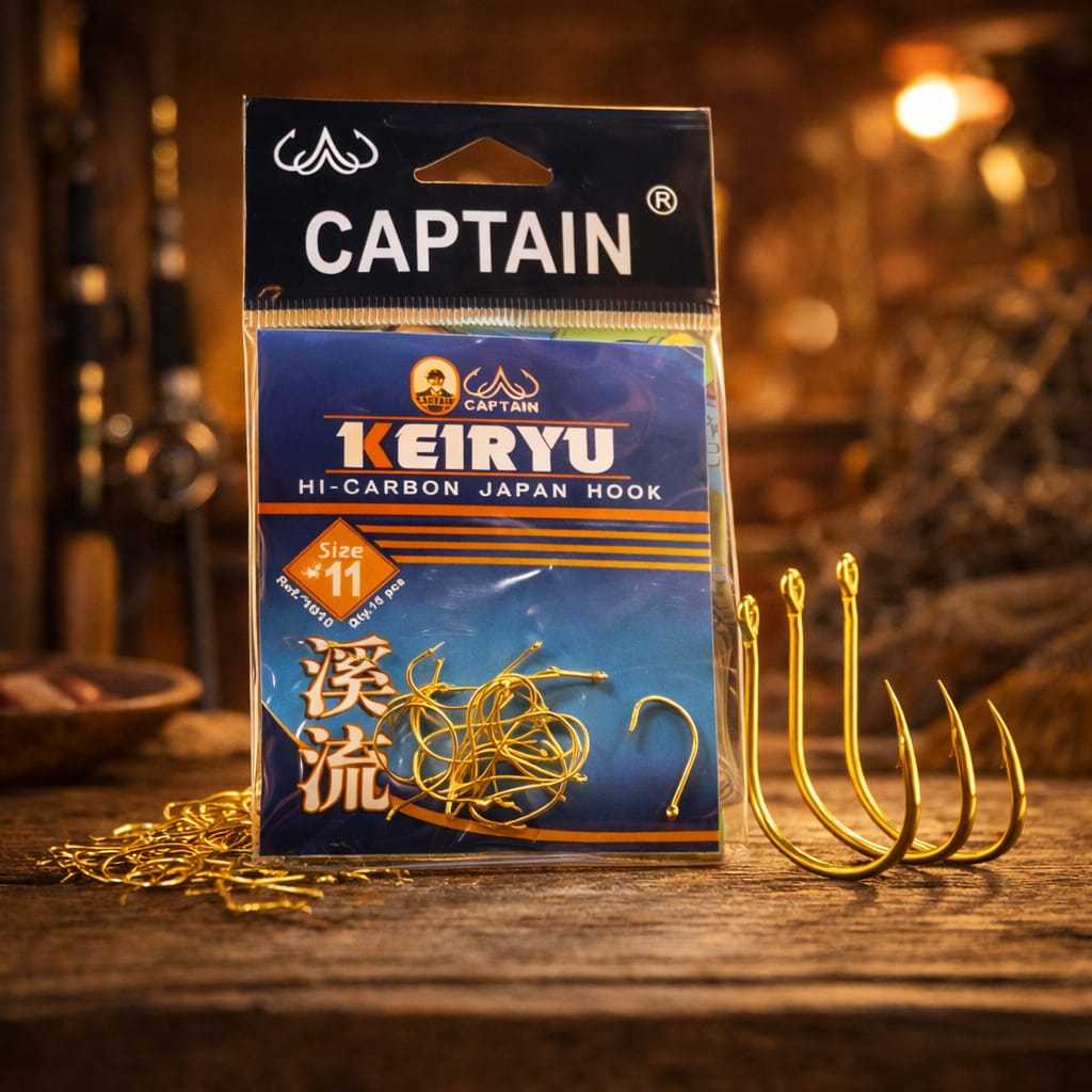CAPTAIN Kail Pancing Keiryu 1010G Tajam Kuat Sensitif Baja Karbon Emas