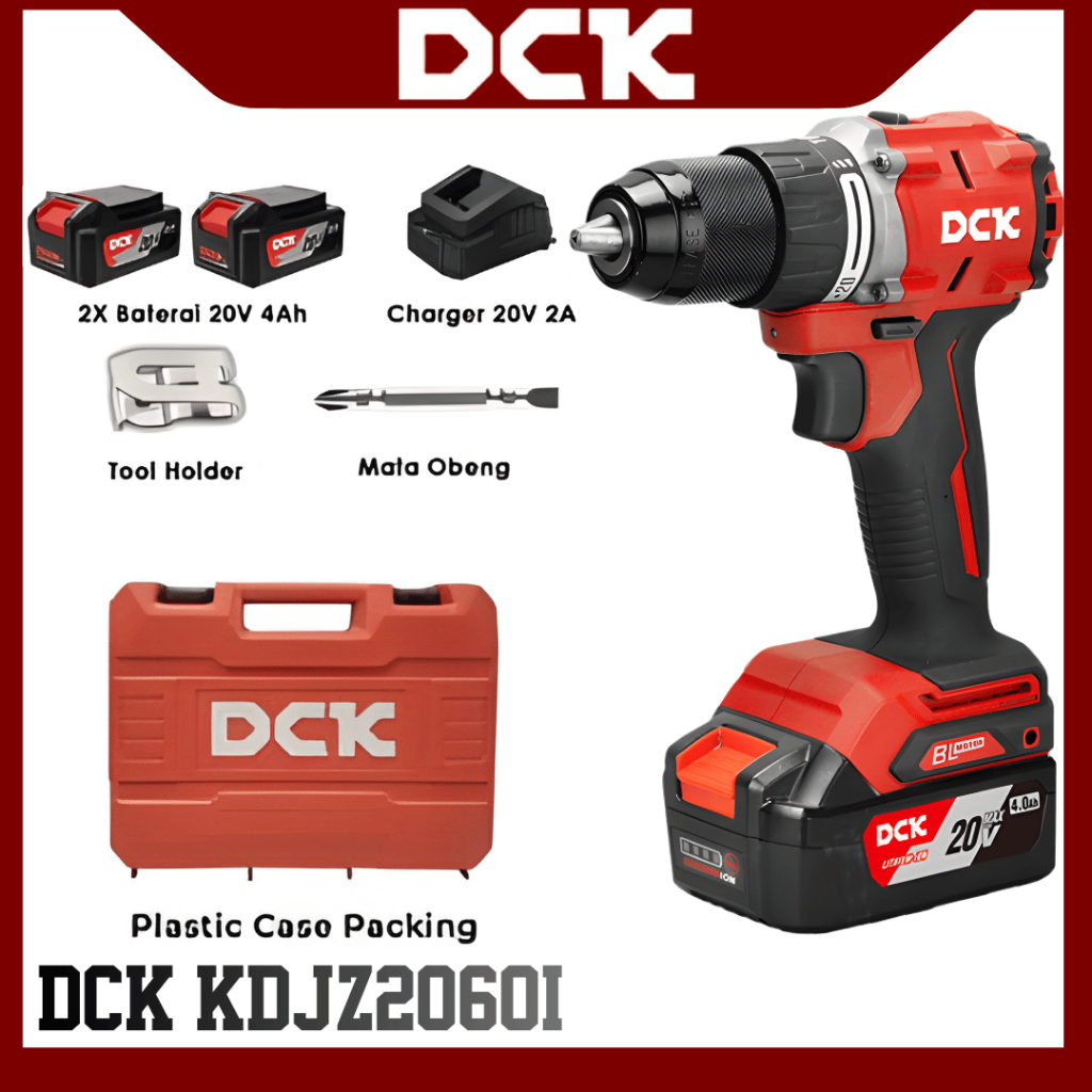 Mesin Bor Baterai DCK KDJZ2060i 20V Brushless Impact Drill 13 mm