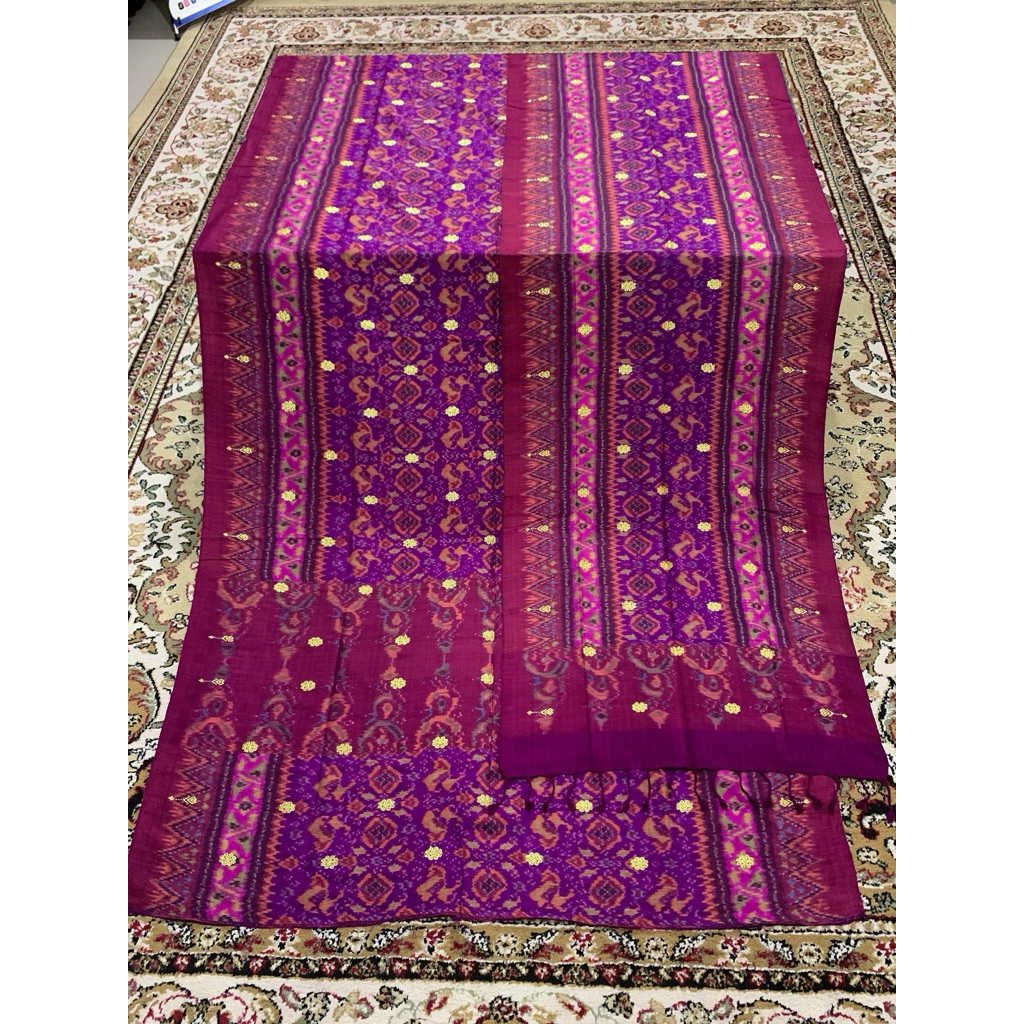 Set Kain Selendang Blongket Tenun Bahan SUTRA Asli Palembang