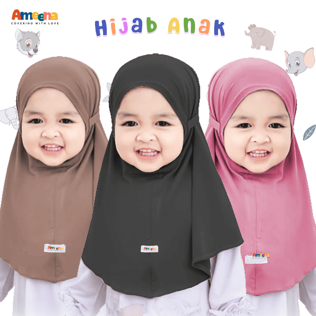 Ameena - Jilbab Anak Bayi Instan Arafa 0 6 Bulan 1 Sampai 4 Tahun Hijab Baby Bahan Jersey - Kerudung