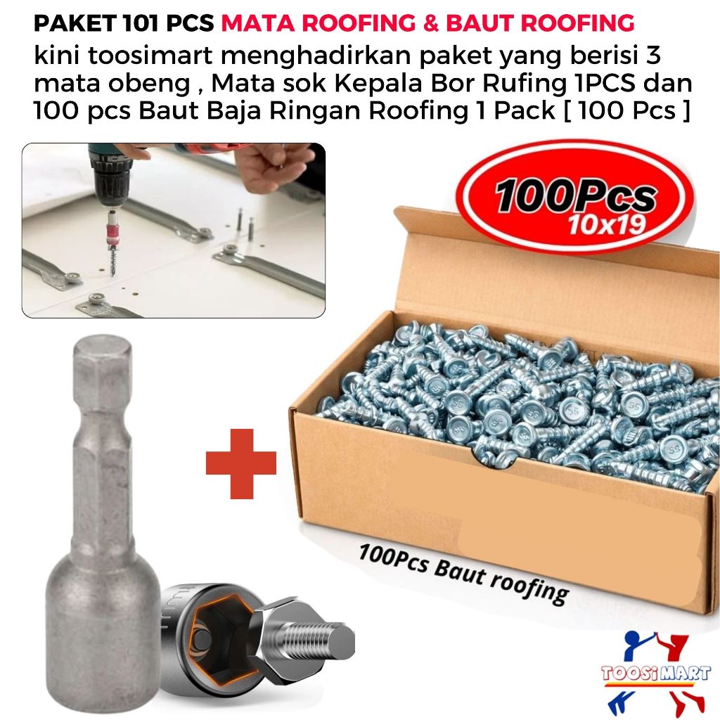 101 PCS Mata Bor Roofing Magnet & 100 Pcs BAUT SKRUP ROOFING BAJA RINGAN