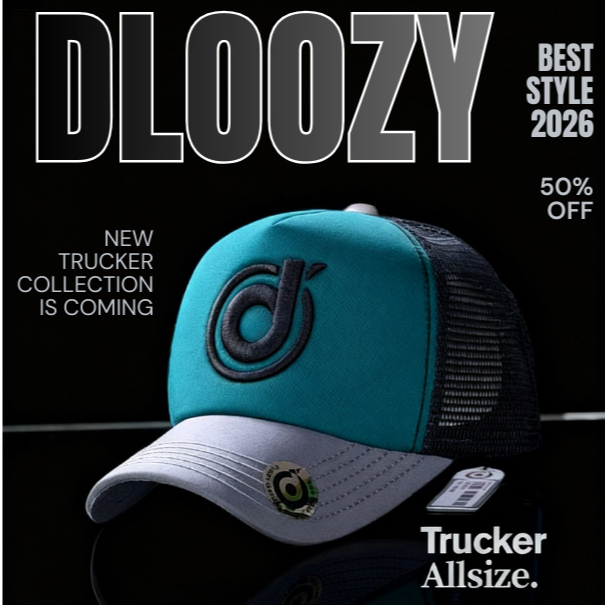 Topi Pria Keren Distro Original Truker Jaring DLOOZY Abu Tosca Hitam DLZTR-ATH